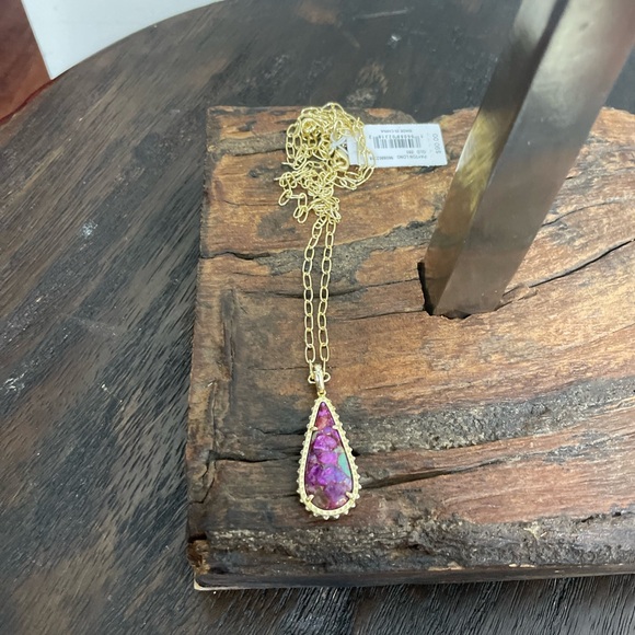 NWT Kendra Scott Payton Necklace in Bronze Veined Purple Turquoise Magnesite! - Picture 2 of 3